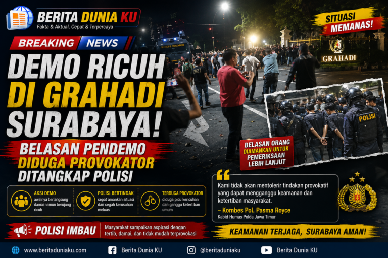 Demo Grahadi Surabaya Berujung Ricuh, Belasan Terduga Provokator Diamankan Polisi