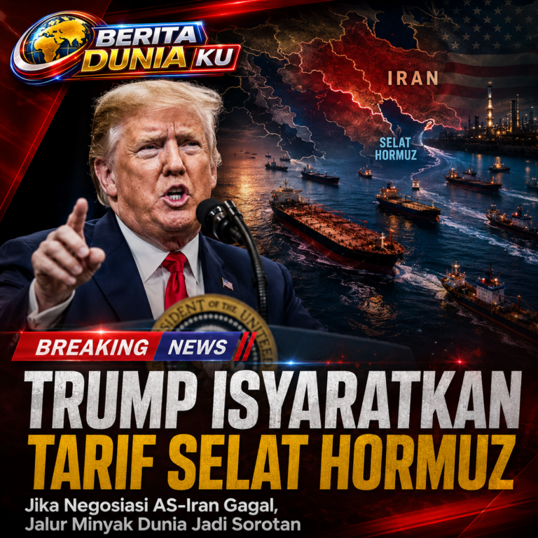 Trump Isyaratkan Tarif Selat Hormuz Jika Negosiasi AS-Iran Berujung Gagal