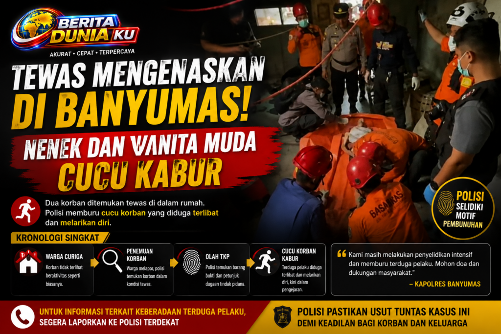 Tragis di Banyumas! Nenek dan Wanita Muda Tewas Mengenaskan, Cucu Korban Kabur Usai Diduga Terlibat