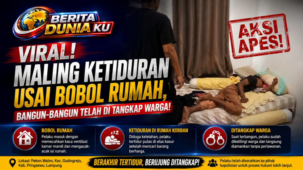Aksi Maling Berakhir Apes, Tertidur di Rumah Korban lalu Diamankan Warga Saat Terbangun