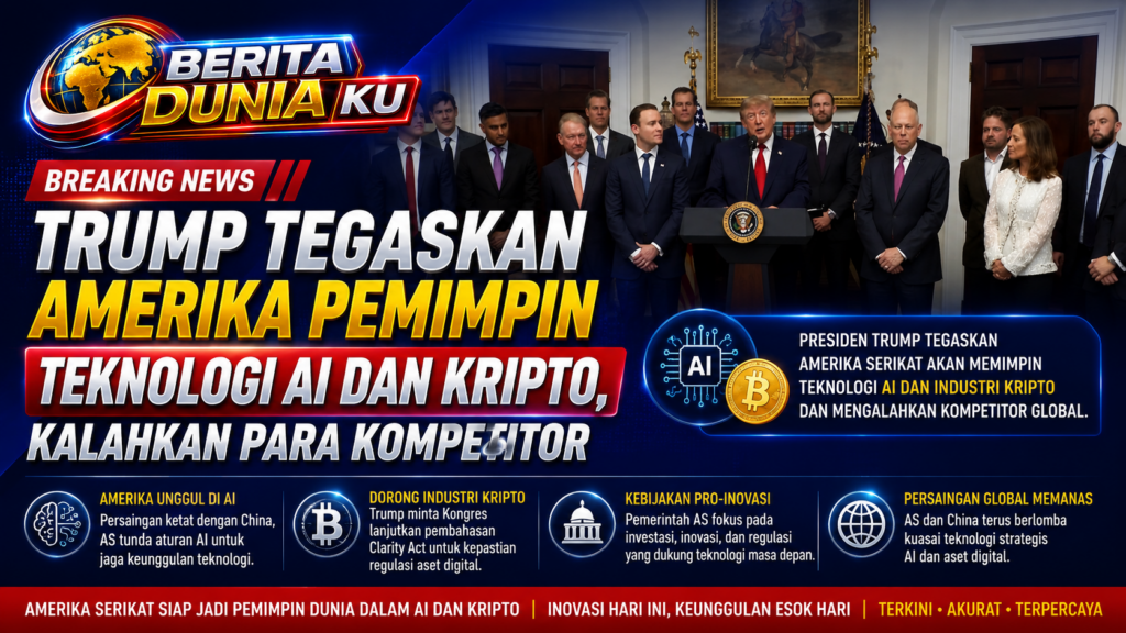 Trump Klaim AS Unggul di AI dan Kripto, Persaingan dengan China Makin Panas