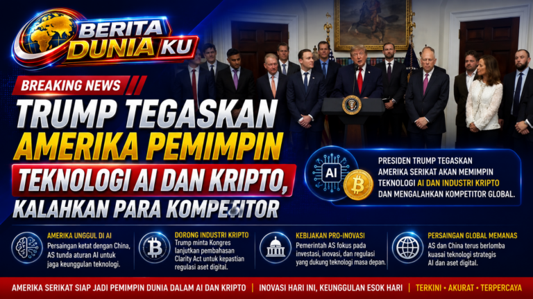 Trump Klaim AS Unggul di AI dan Kripto, Persaingan dengan China Makin Panas